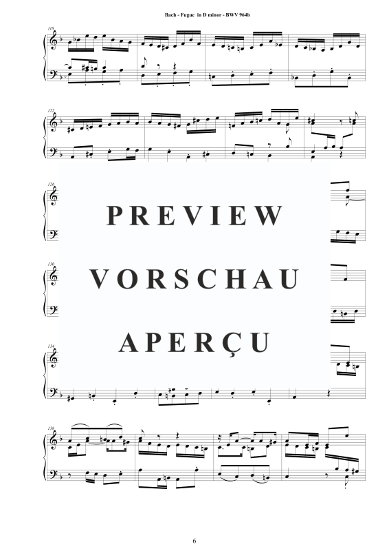 Produktgalerie: Seite 7 von 11 Fuge in D-Moll BWV 964b, , Klavier Solo