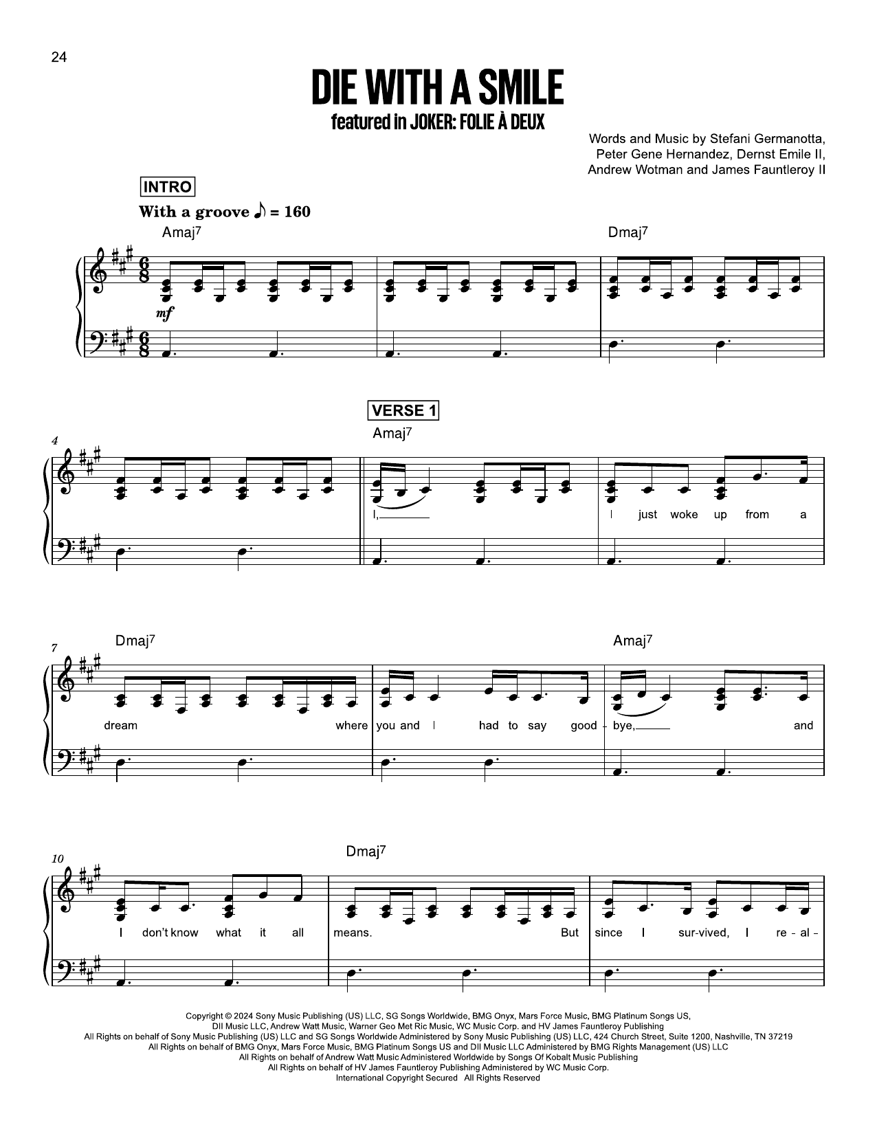 Produktgalerie: Seite 1 von 1 Die With A Smile, Bruno Mars And Lady Gaga