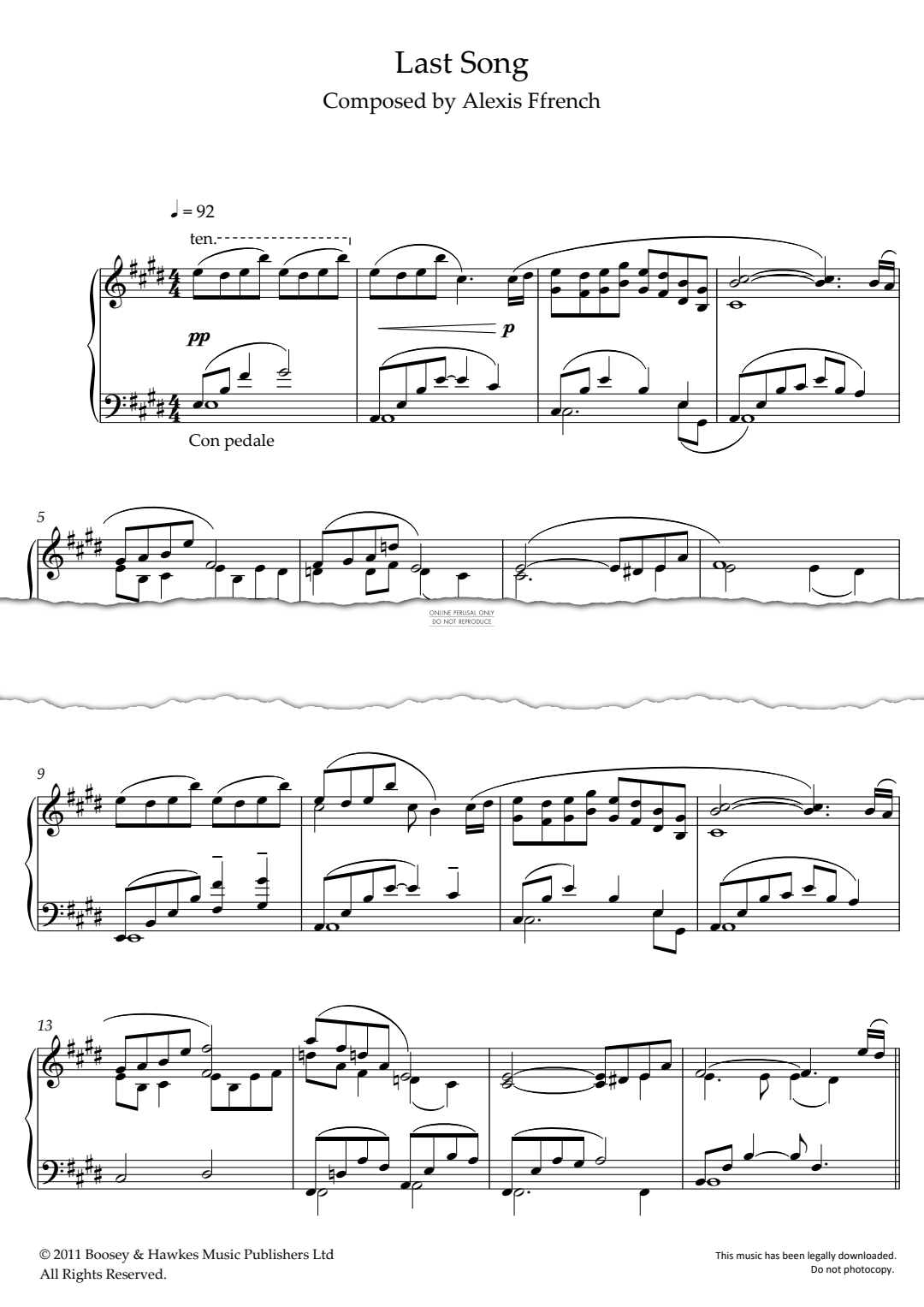 Produktgalerie: Seite 1 von 1 Last Song, Alexis Ffrench, Klavier