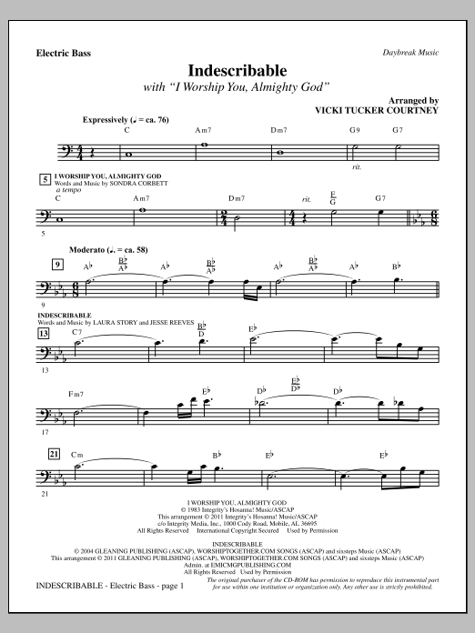Produktgalerie: Seite 1 von 1 Indescribable - Bass, Vicki Tucker Courtney, Chor