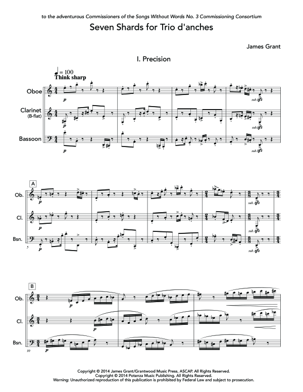 Product gallery: Page 1 of 11 Seven Shards, , (woodwind trio oboe/flute, clarinet and bassoon)