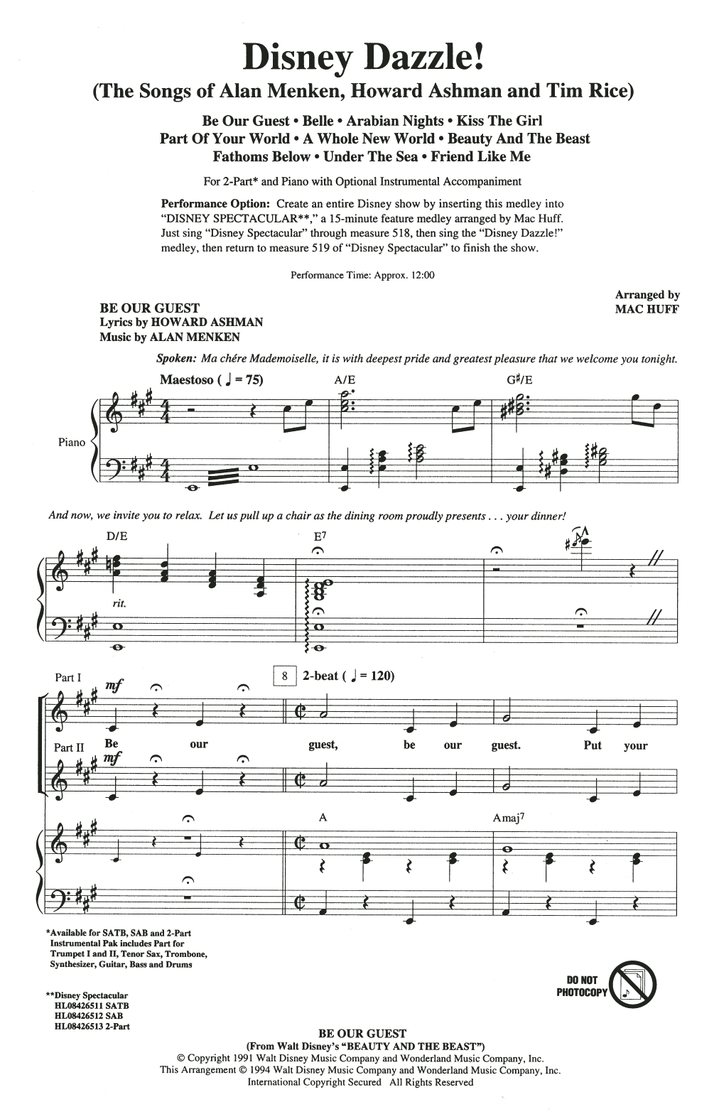 Produktbild zu: Disney Dazzle! (The Songs of Alan Menken, Howard Ashman and Tim Rice) (Medley)