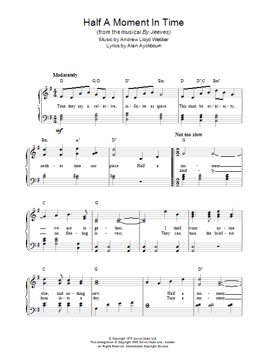 Product gallery: Page 1 of 1 Half A Moment In Time (from By Jeeves), Andrew Lloyd Webber