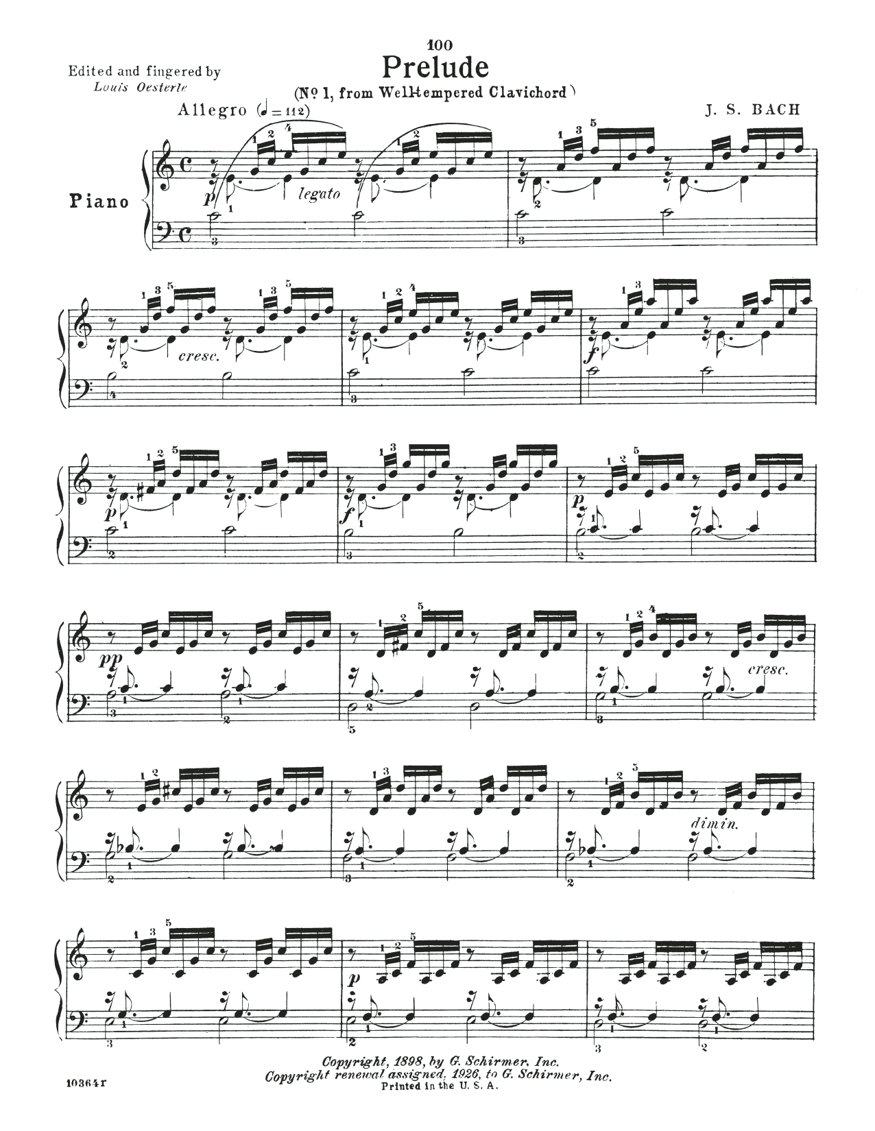 Produktgalerie: Seite 1 von 1 Prelude No. 1 In C Major, BWV 846, Johann Sebastian Bach, Klavier