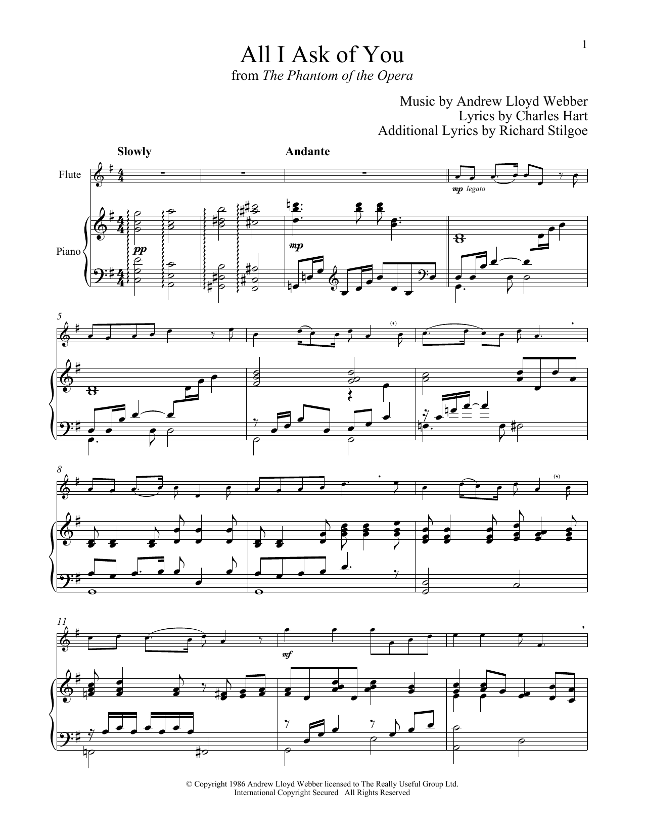 Product picture to: All I Ask Of You (from The Phantom of The Opera)