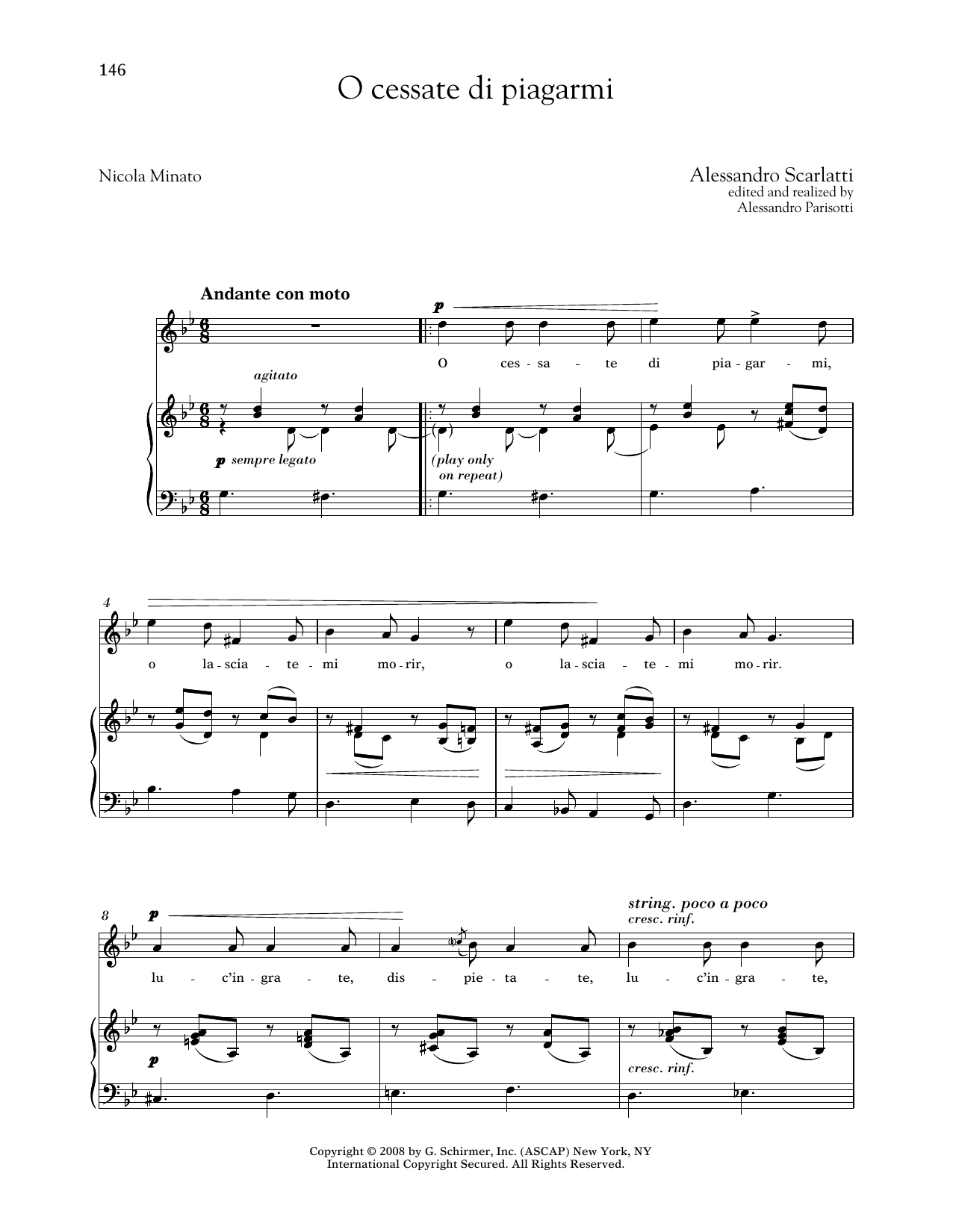 Produktbild zu: O Cessate Di Piagarmi (Medium High Voice)