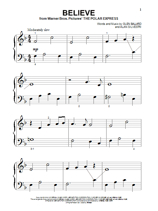 Produktgalerie: Seite 1 von 1 Believe (from The Polar Express), Josh Groban, Klavier