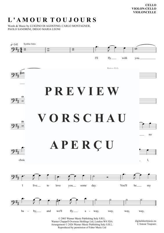 Produktgalerie: Seite 2 von 6 L'Amour Toujours, Gigi D'Agostino, Violoncello