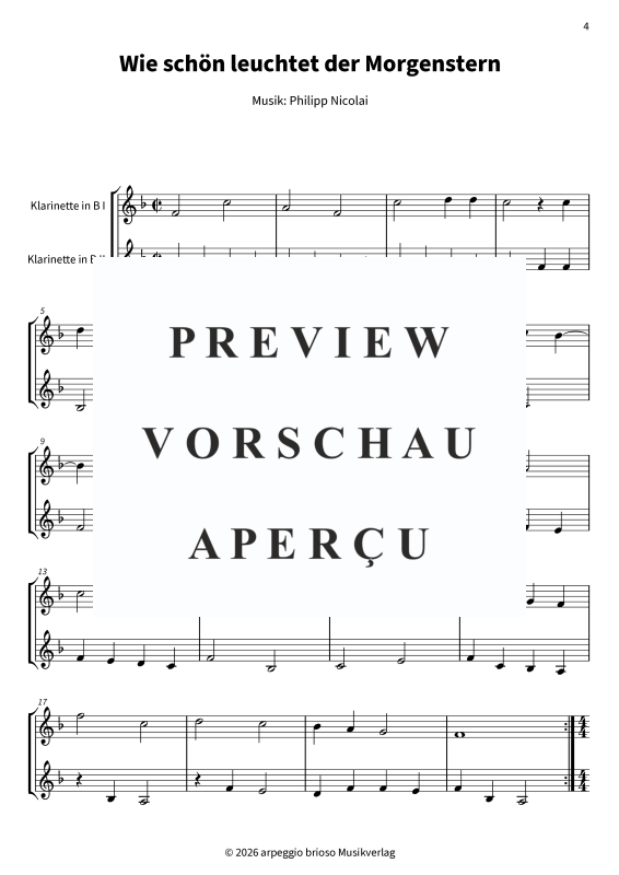 Produktgalerie: Seite 6 von 9 Wie schön leuchtet der Morgenstern - aus dem Album Barock und Jazz zum Fest, , Klarinetten Duett für 2 Klarinetten in B