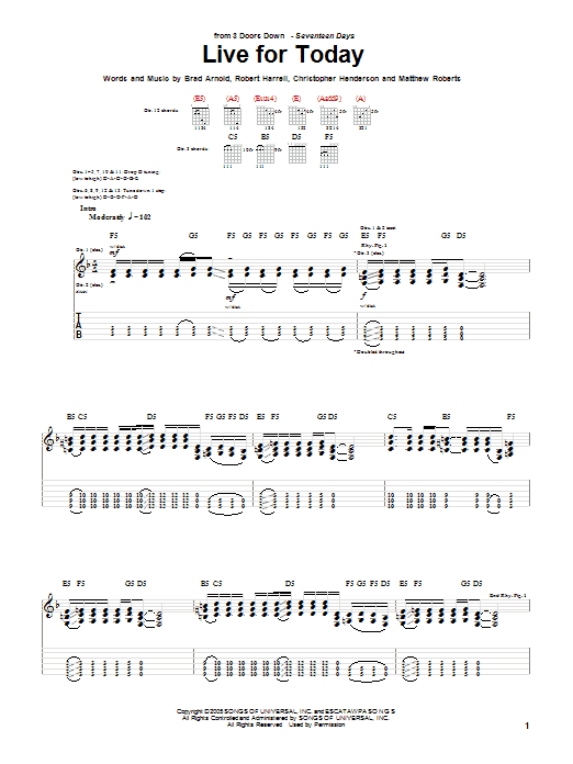 Produktgalerie: Seite 1 von 1 Live For Today, 3 Doors Down, Gitarre