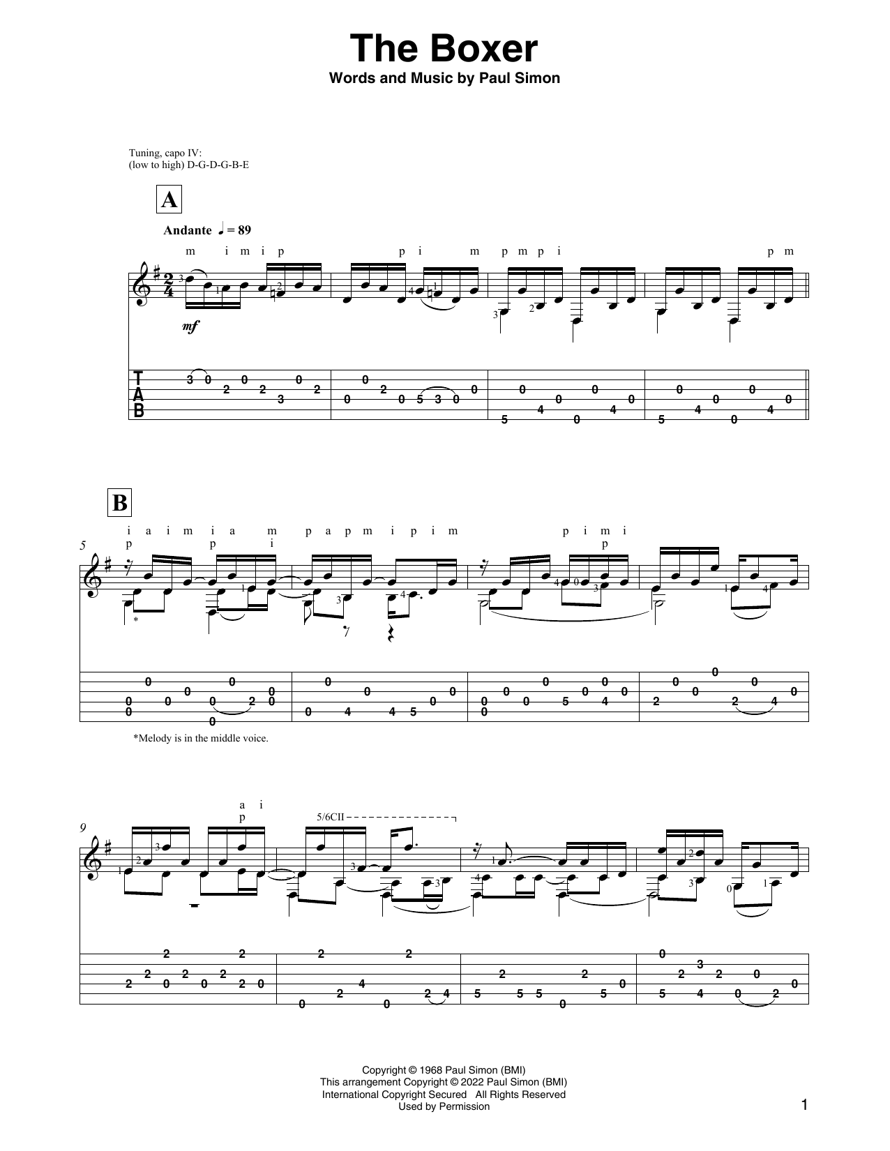 Produktbild zu: The Boxer (arr. David Jaggs)