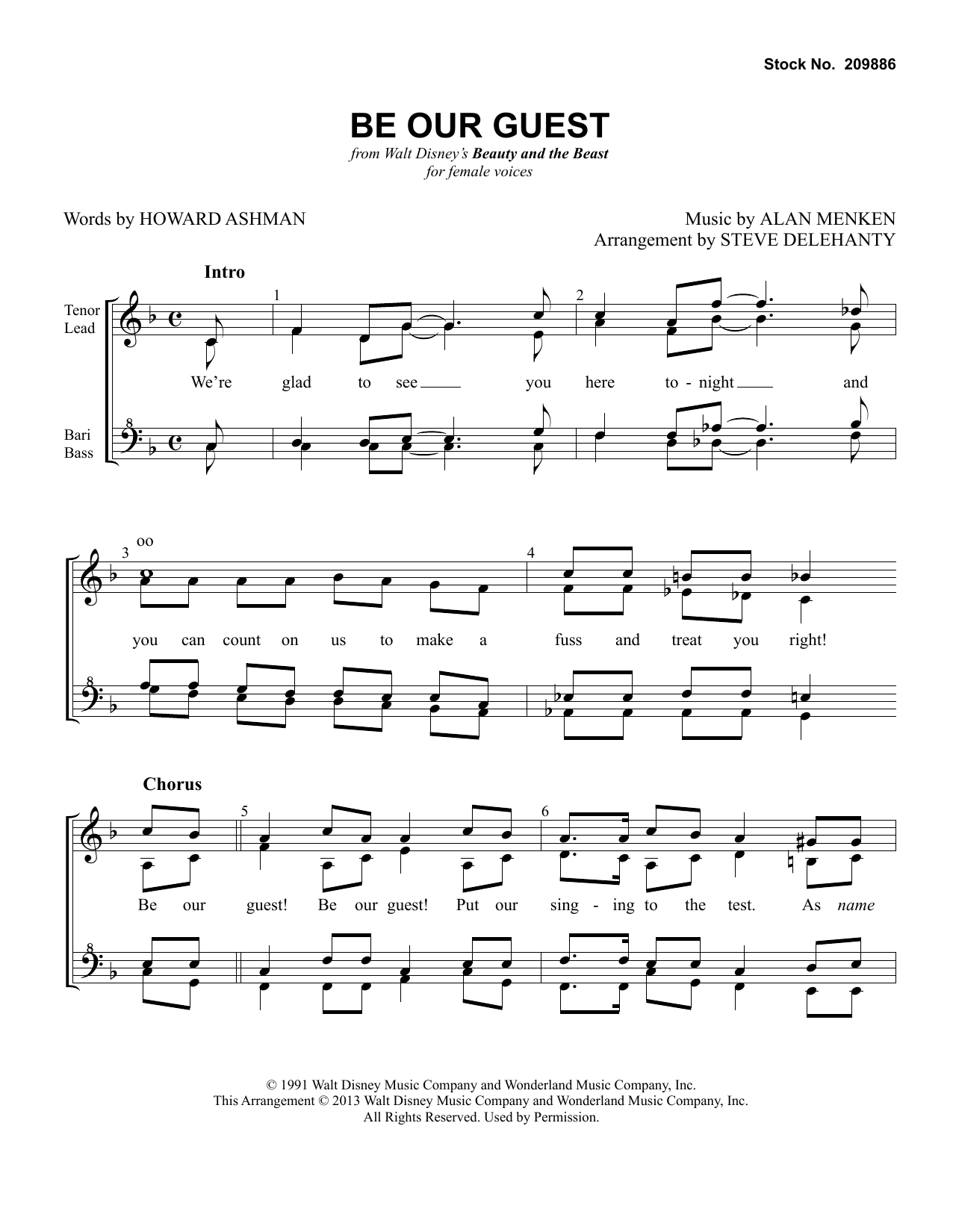 Product gallery: Page 1 of 1 Be Our Guest (from Beauty and The Beast) (arr. Steve Delehanty), Alan Menken & Howard Ashman