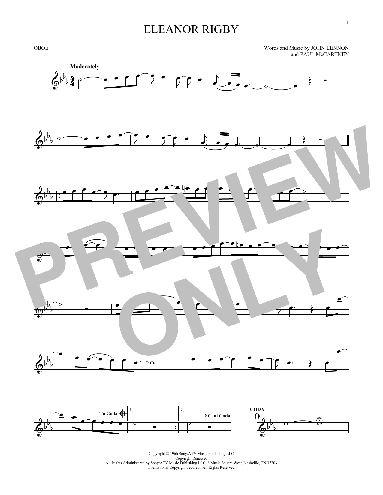 Produktgalerie: Seite 1 von 1 Eleanor Rigby, The Beatles, Oboe
