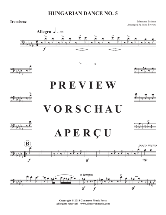 Produktgalerie: Seite 14 von 17 Hungarian Dance No. 5 , , (Blechbläser Quintett)
