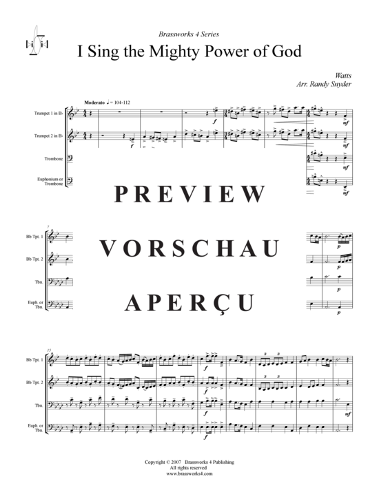 Produktgalerie: Seite 2 von 9 I Sing the Mighty Power of God, , (2xTrompete in B, Horn in F, Posaune)