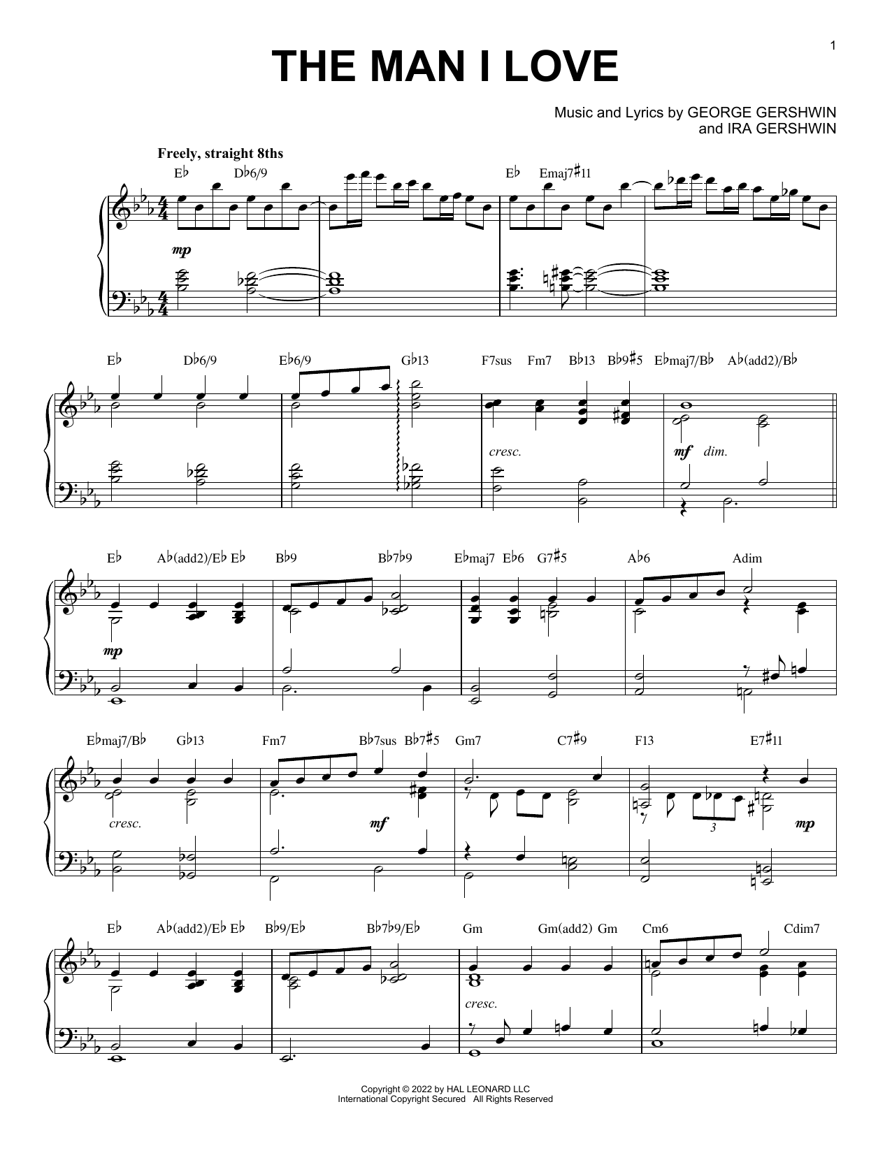 Product picture to: The Man I Love [Jazz version] (from Lady Be Good) (arr. Brent Edstrom)