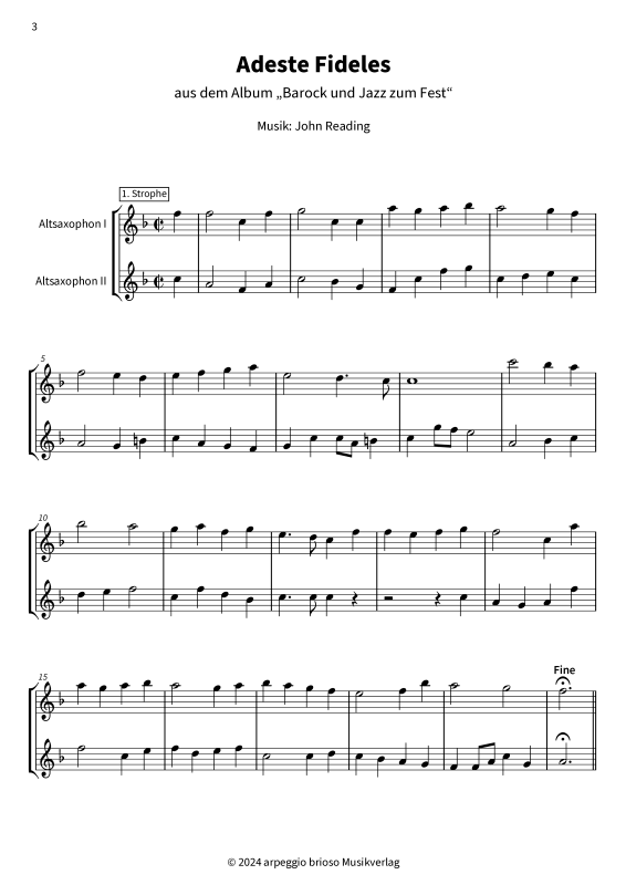 Product gallery: Page 1 of 8 Adeste Fideles - aus dem Album Barock und Jazz zum Fest, , (Duet 2x alto saxophone)