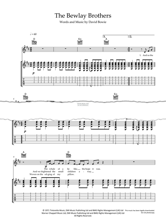 Produktgalerie: Seite 1 von 1 The Bewlay Brothers, David Bowie, Gesang, Gitarre