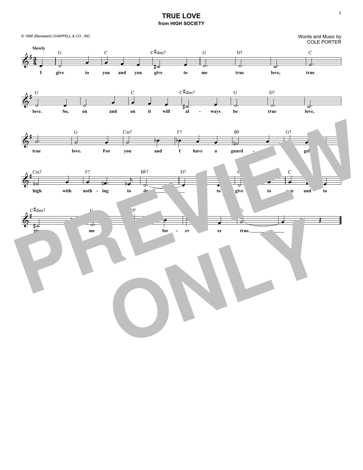 Product picture to: True Love (from High Society)