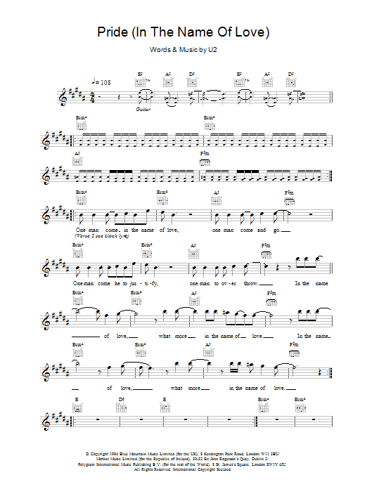 Produktgalerie: Seite 1 von 1 Pride (In The Name Of Love), U2, Melodieinstrument