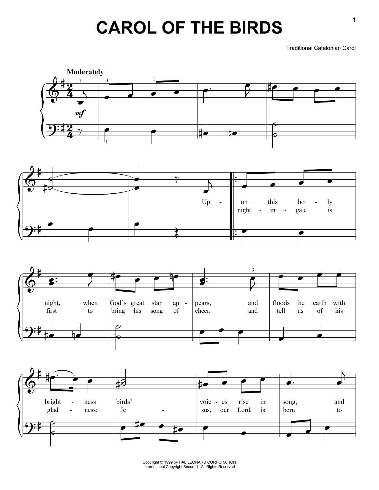 Product gallery: Page 1 of 1 Carol Of The Birds, Traditional Catalonian Carol