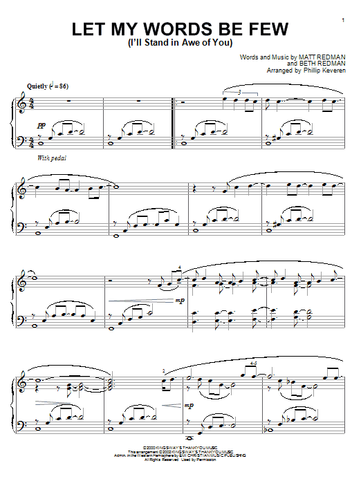 Product picture to: Let My Words Be Few (I'll Stand In Awe Of You) (arr. Phillip Keveren)
