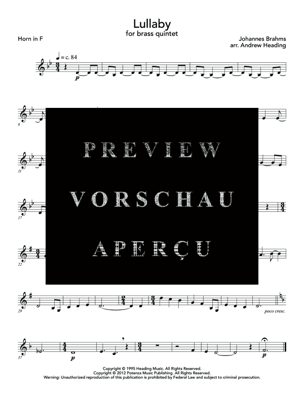 Produktgalerie: Seite 9 von 11 Lullaby, , (Blechbläserquintett)