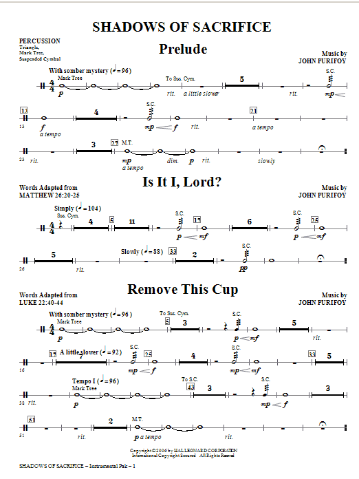 Produktgalerie: Seite 1 von 1 Shadows of Sacrifice - Percussion, John Purifoy, Chor