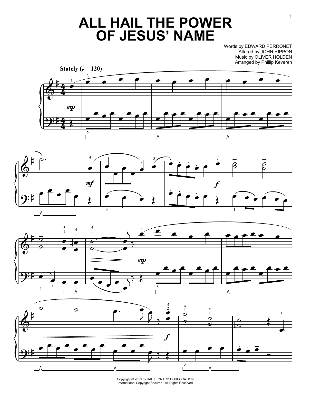 Product picture to: All Hail The Power Of Jesus' Name [Classical version] (arr. Phillip Keveren)