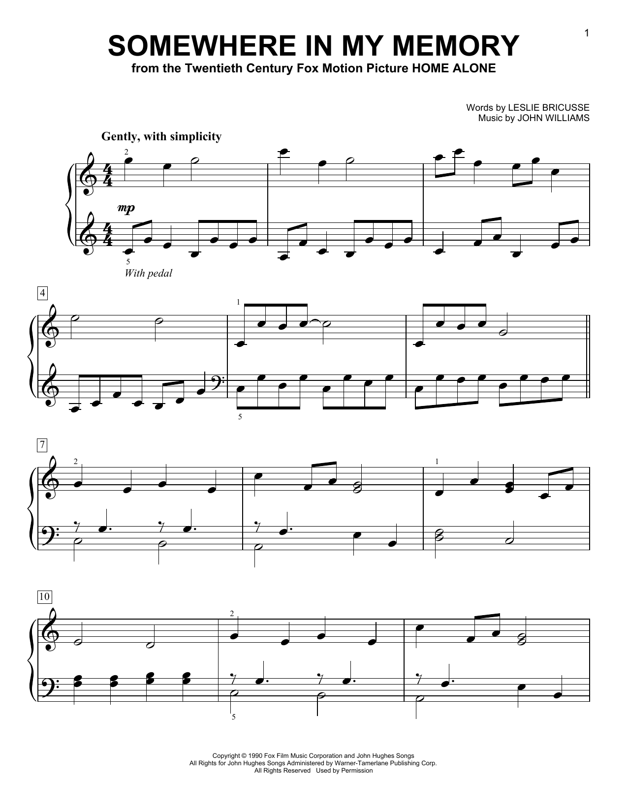 Product gallery: Page 1 of 1 Somewhere In My Memory (from Home Alone), John Williams