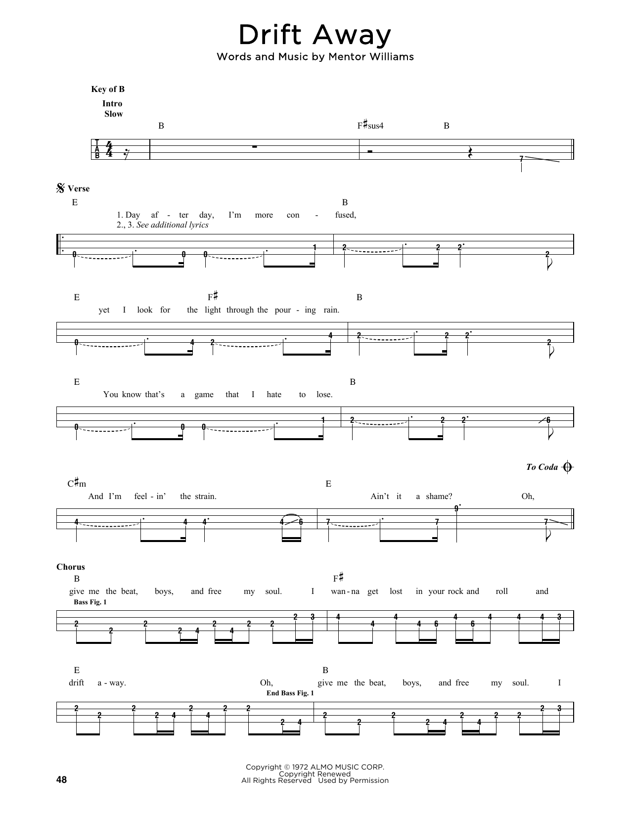 Produktgalerie: Seite 1 von 1 Drift Away, Dobie Gray, E-Bass, Gitarre