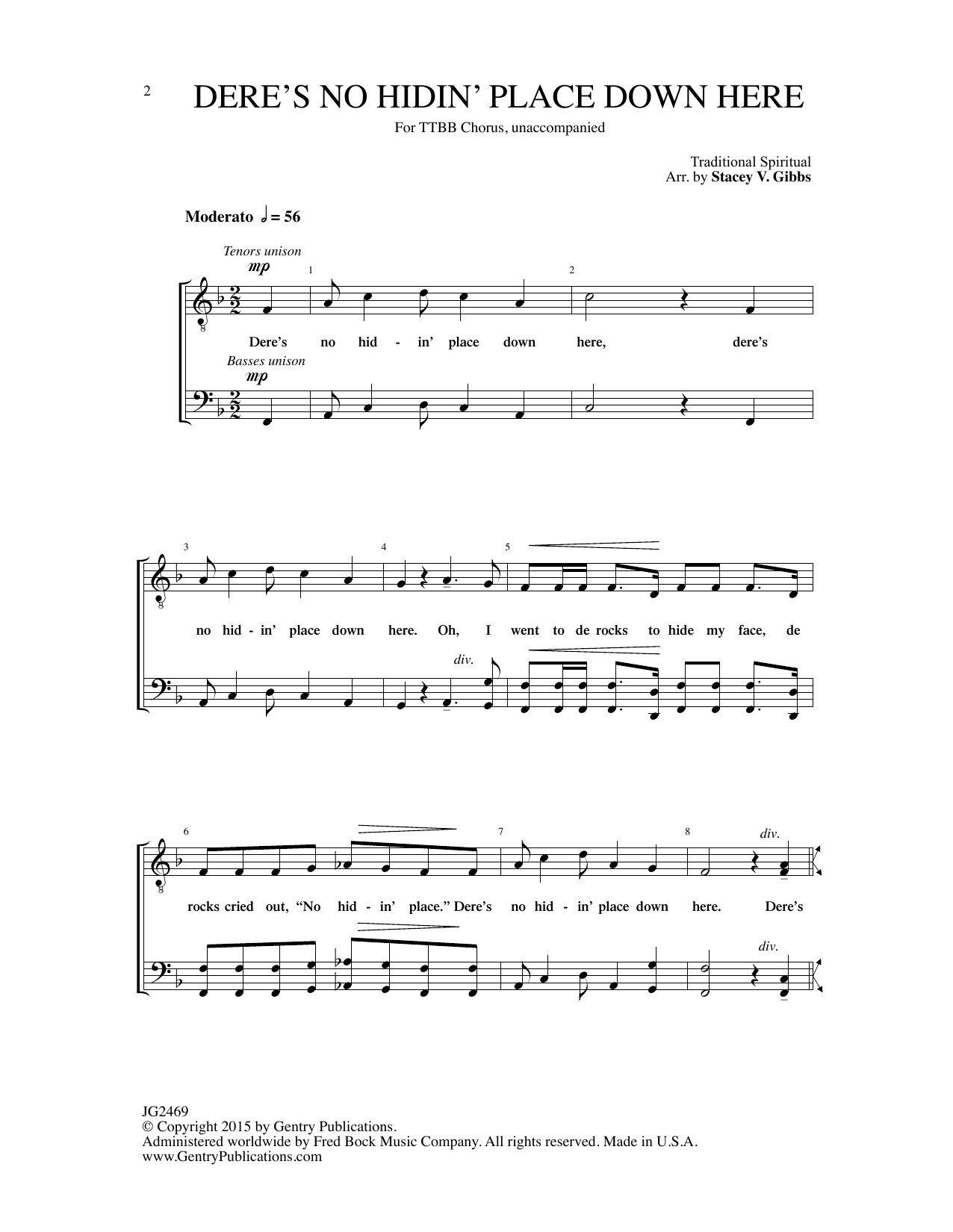 Product picture to: Dere's No Hidin' Place Down Here (arr. Stacey V. Gibbs)