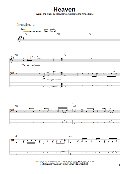 Produktgalerie: Seite 1 von 1 Heaven, Los Lonely Boys, E-Bass