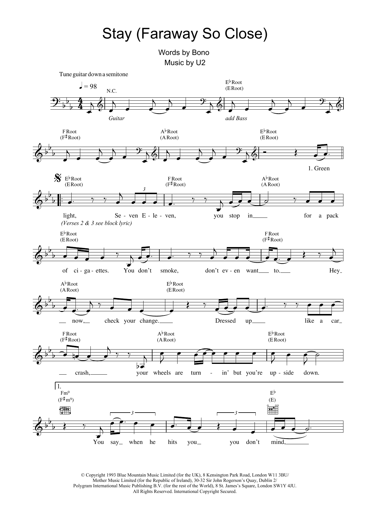 Produktgalerie: Seite 1 von 1 Stay (Faraway, So Close!), U2, Melodieinstrument