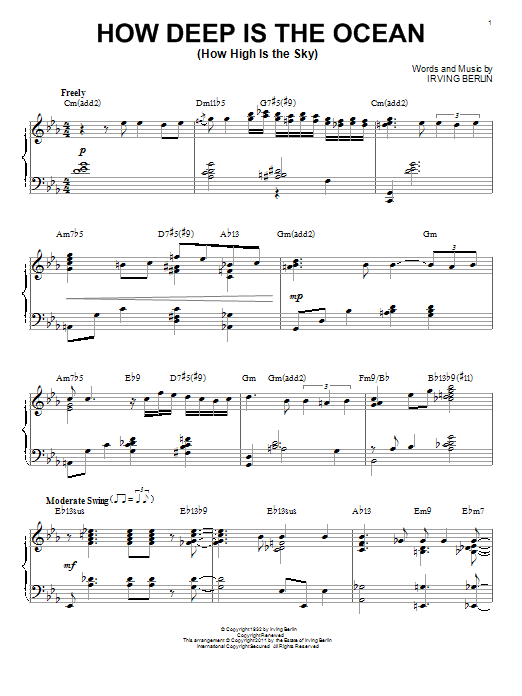 Product gallery: Page 1 of 1 How Deep Is The Ocean (How High Is The Sky) [Jazz version] (arr. Brent Edstrom), Bill Evans