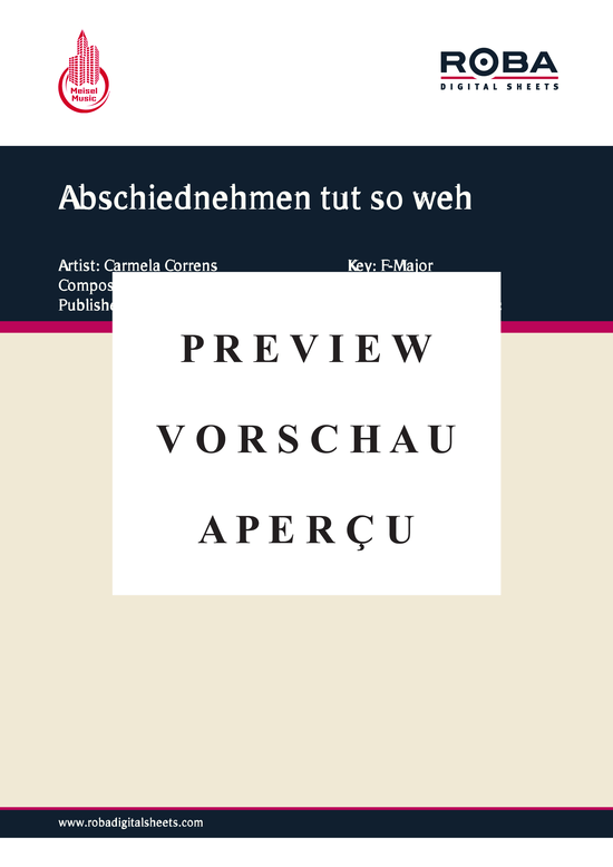 Produktgalerie: Seite 2 von 4 Abschiednehmen tut so weh, Correns, 	Carmela, Klavier und Gesang