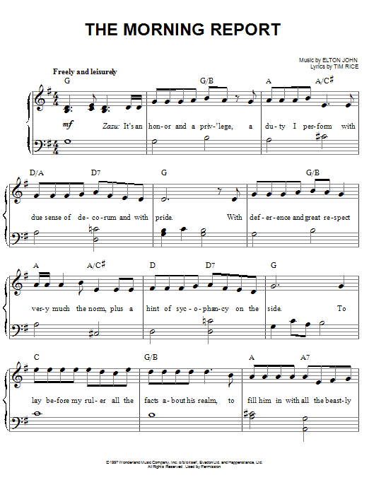 Produktbild zu: The Morning Report (from The Lion King: Broadway Musical)