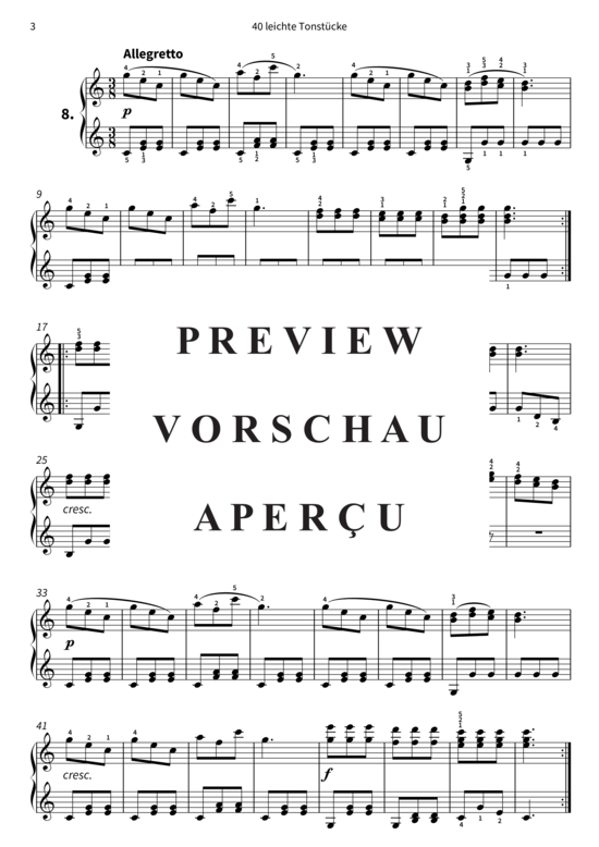 Produktgalerie: Seite 6 von 11 40 leichte Tonstücke - op. 803, Werke 7 - 11 , , Klavier Solo