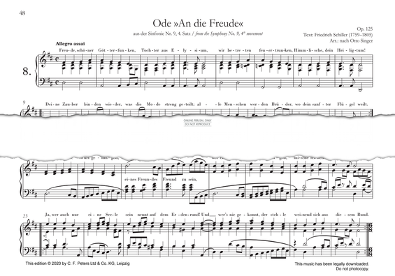 Produktgalerie: Seite 1 von 1 Ode ‘To Joy’ after the Symphony, No. 9 in D minor, Op. 125, 4th movement, Ludwig van Beethoven, Klavier