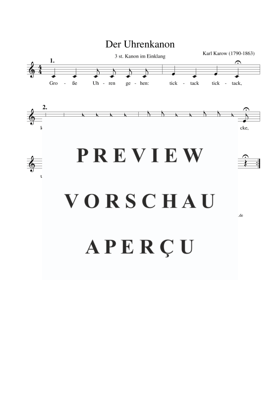 gallery: Der Uhrenkanon, , Gemischter Chor 3-stimmiger Kanon im Einklang