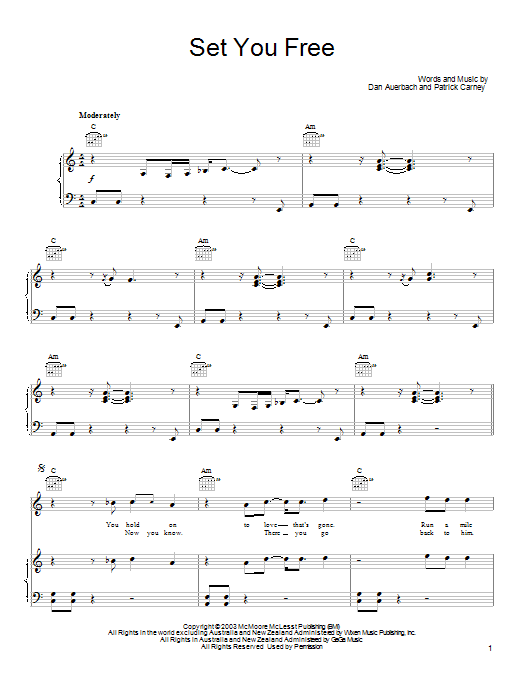 Produktgalerie: Seite 1 von 1 Set You Free, The Black Keys, Gesang, Gitarre, Klavier