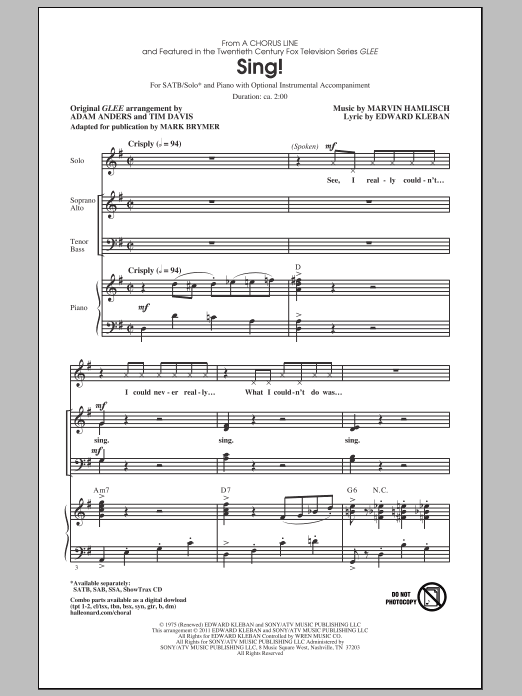 Product picture to: Sing! (adapt. Mark Brymer)