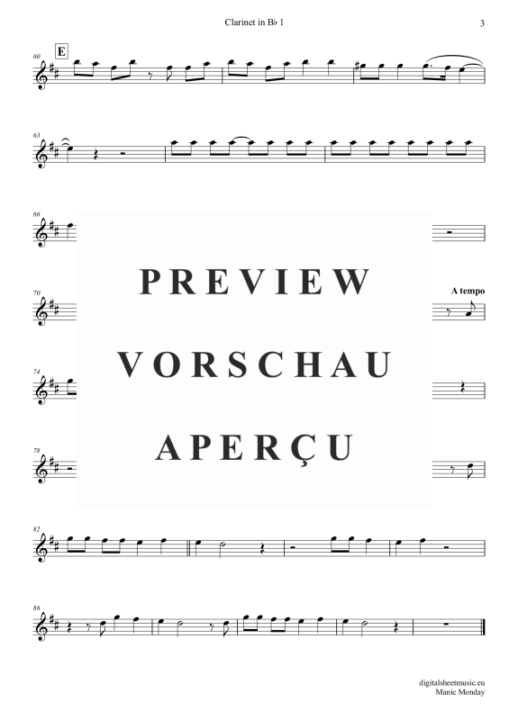 Produktgalerie: Seite 10 von 11 Manic Monday, Bangles, (Klarinetten Trio + Klavier)