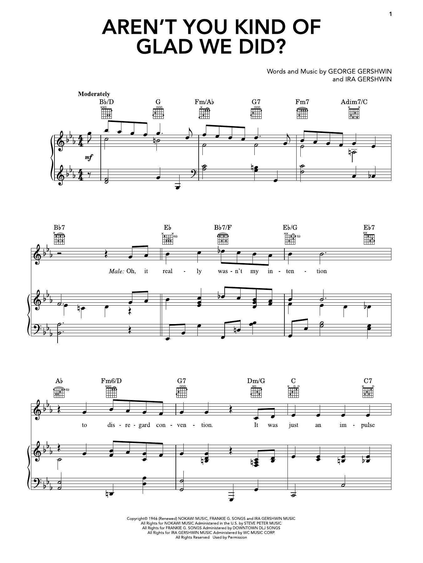 Produktgalerie: Seite 1 von 1 Aren't You Kind Of Glad We Did? (from The Shocking Miss Pilgrim), George Gershwin, Gesang, Gitarre, Klavier