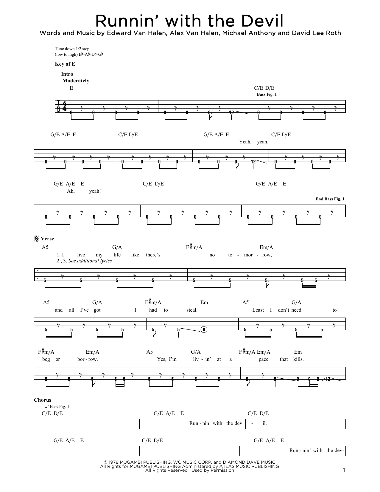 Produktgalerie: Seite 1 von 1 Runnin' With The Devil, Van Halen, E-Bass, Gitarre