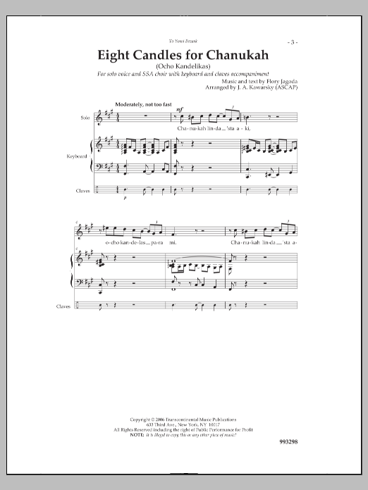 Produktgalerie: Seite 1 von 1 Eight Candles for Chanukah, J. A. Kawarsky, Chor