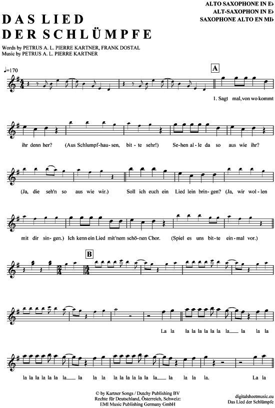 Product gallery: Page 1 of 4 Das Lied der Schlümpfe , Vader Abraham, Alto Saxophone