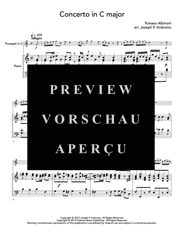 Produktgalerie: Seite 5 von 11 Concerto in C Major, , (Trompete in B und Klavier)