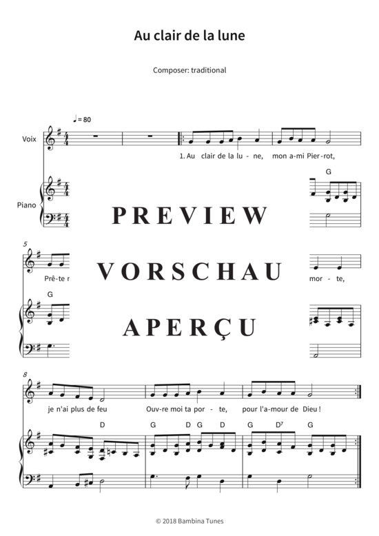 Produktgalerie: Seite 4 von 5 Au clair de la lune, , (Gesang + Klavier)