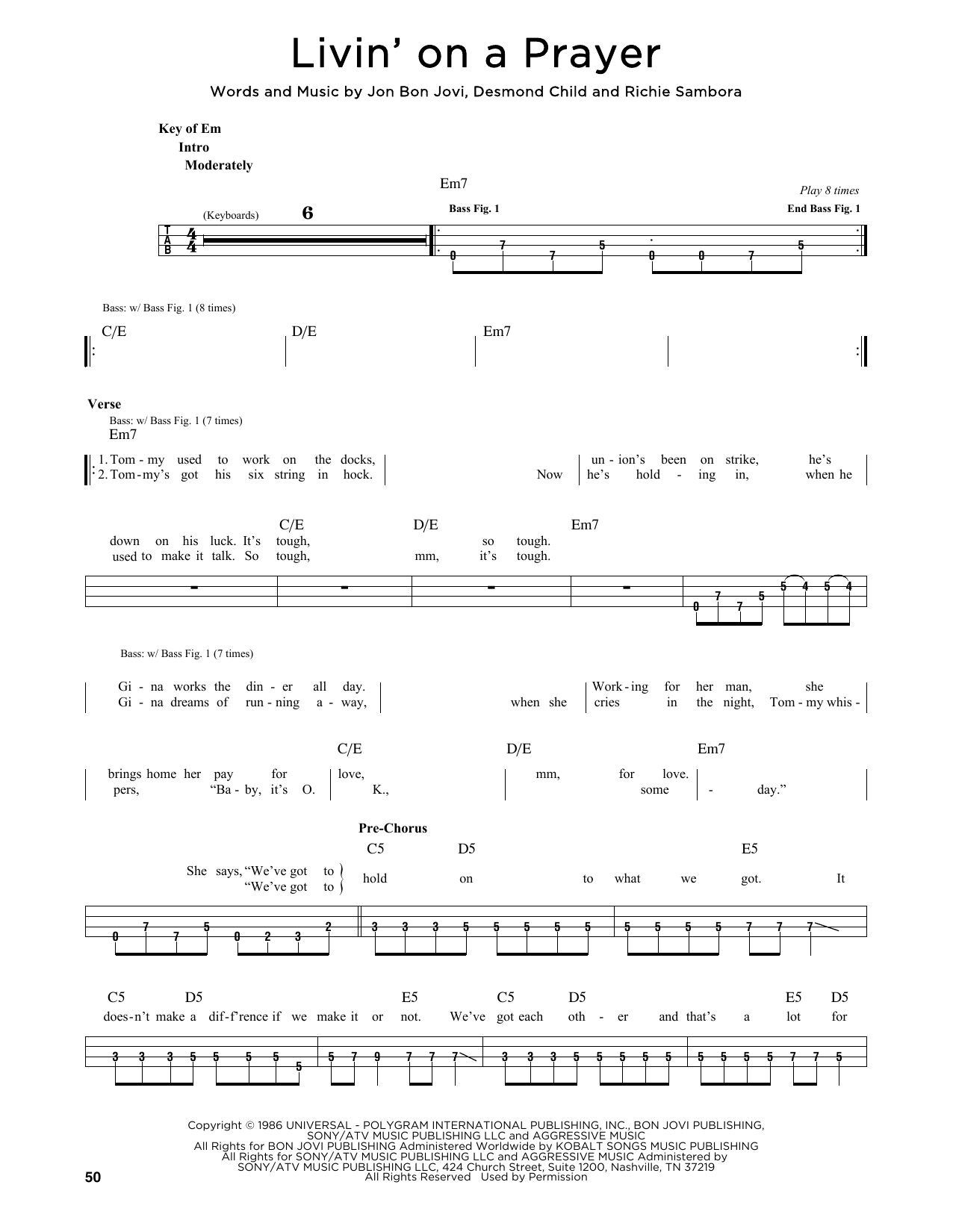 Produktgalerie: Seite 1 von 1 Livin' On A Prayer, Bon Jovi, E-Bass, Gitarre